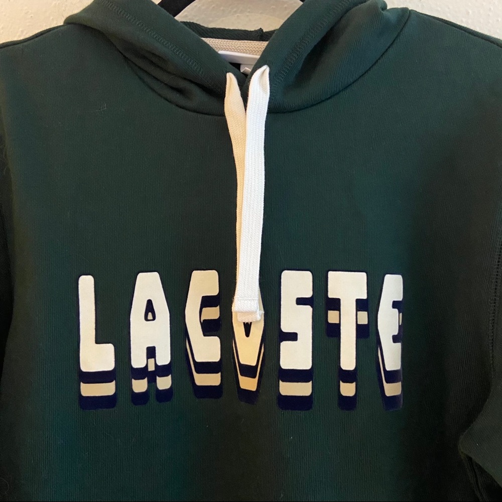 Lacoste NEW 3D Logo Hoodie Sweatshirt Velvet Green - Picture 4 of 8